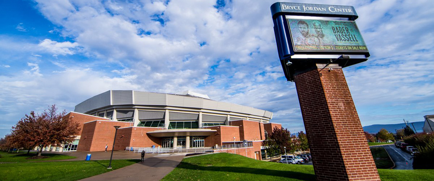 Exterior view of Bryce Jordan Center 