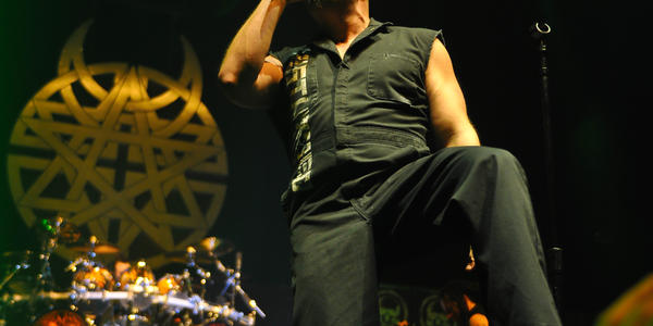 Lead vocalist for Disturbed, David Draiman, sings to the Bryce Jordan Center audience. 