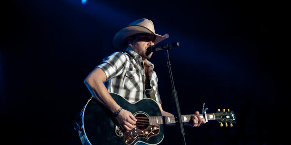 Jason Aldean sings on stage during his concert at the Bryce Jordan Center in 2010.