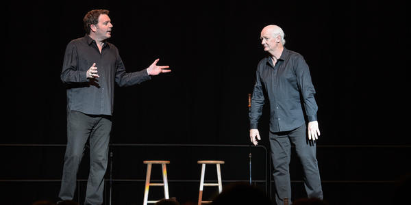 Colin Mochrie and Brad Sherwood, stars of the newly revived improv show, brought laughs to the crowd at the BJC in 2015.