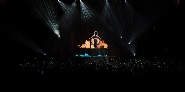 Avicii, Swedish house artist, fuses electro and pop beats into electric dance tracks on stage at the BJC in 2011