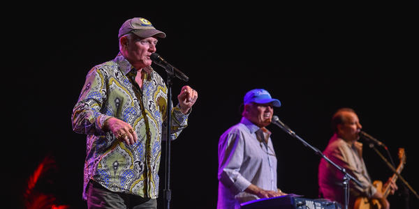 The Beach Boys sing together on stage at the Bryce Jordan Center for the audience in 2014.