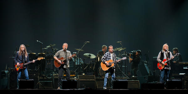 Timothy B. Schmit, left, Don Henley, Glenn Frey & Joe Walsh, of The Eagles, play a mix of new songs & their greatest hits at BJC