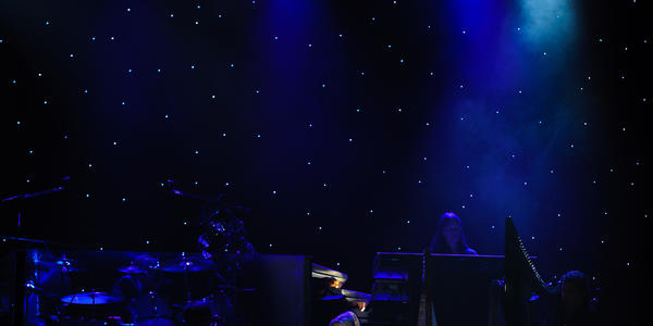 Yanni playing piano during his concert at the BJC in 2011.