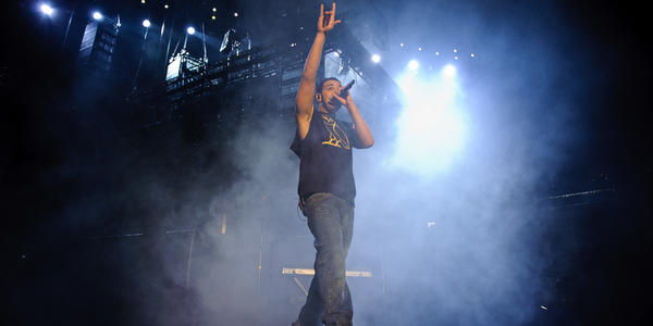 Drake interacts with the audience during his concert at the Bryce Jordan Center in 2011.