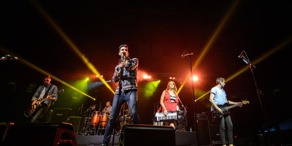 Cobra Starship all together on stage perform for the BJC audience in 2012.