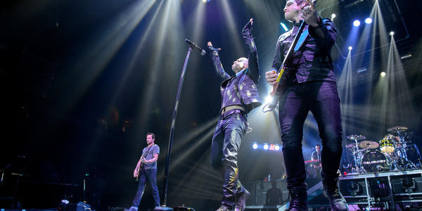 Band Daughtry amps up the crowd during their performance that the Bryce Jordan Center.