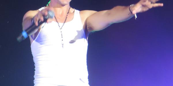 Joey, from New Kids On The Block, greets the crowd during their concert at the BJC in 2009.