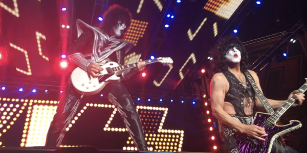 KISS rocking on stage for the crowd at the BJC in 2016