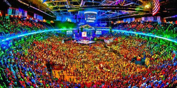 Panoramic view of entire Bryce Jordan Center during THON 2014.